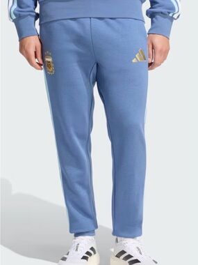 Adidas Argentina Men’s Fleece Soccer Pants Size XL; 2XL Blue New